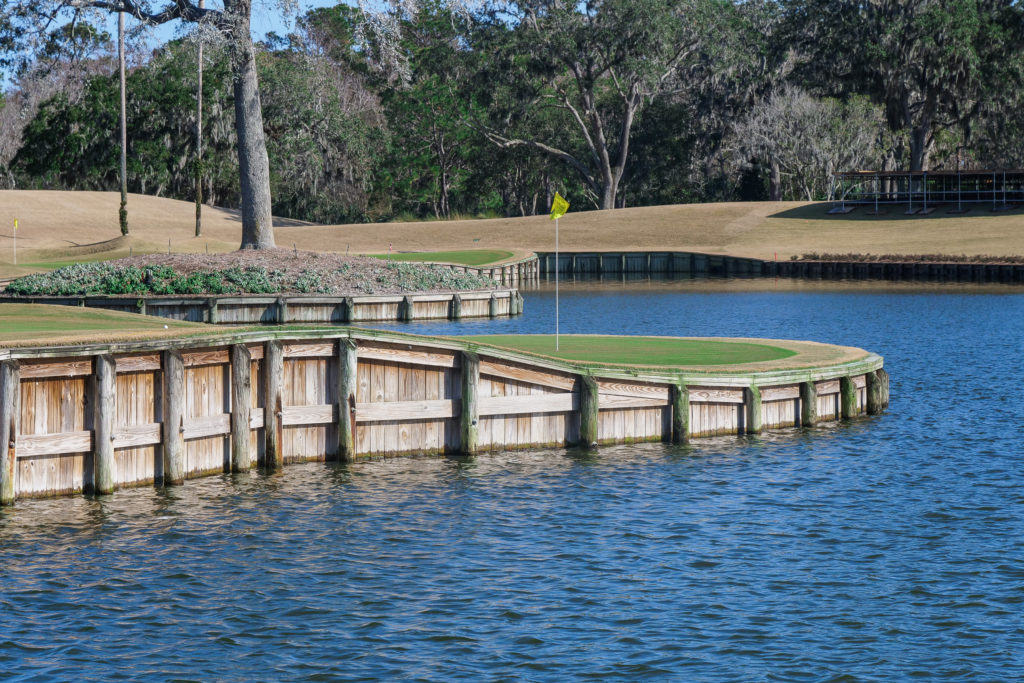 Looking back at the island green 17th at TPC Sawgrass